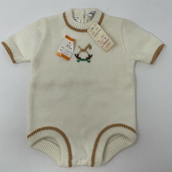 Goldsmiths Baby Clothes Onesie White Brown Cold New With Tags 100% Acrylic GHN4. - Picture 2 of 6